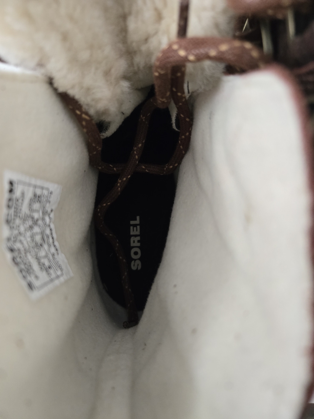 Sorel Women's Phoenix Short Lace Up Cozy Sherpa Leather Brown Boots Size 8 - Picture 5 of 7